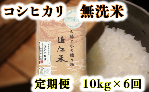 【令和5年産】滋賀県産 環境こだわり栽培米コシヒカリ無洗米6回コース定期便【10㎏×6回】